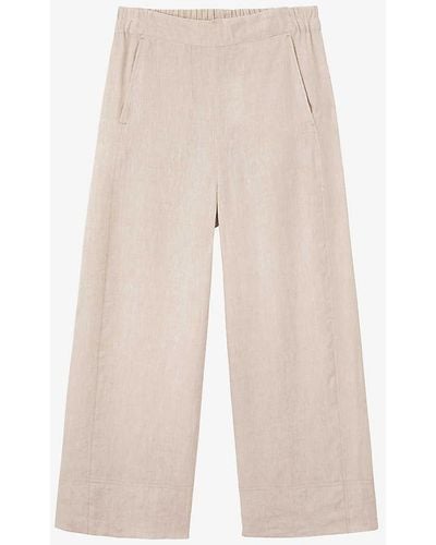 The White Company Wide-leg High-rise Cropped Linen Trousers - White
