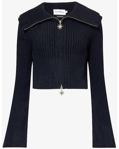 House Of Sunny peggy Ribbed Knitted Cardigan - Blue
