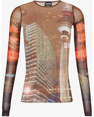 Jean Paul Gaultier X Shayne Oliver Abstract-pattern Mesh Top - Multicolour