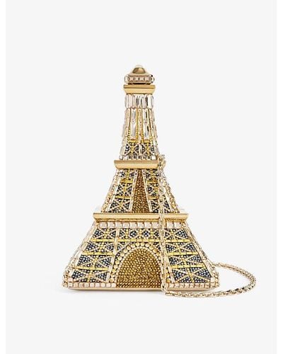 Judith Leiber Champagne Aurumeiffel Tower Crystal-embellished Brass Clutch Bag - Metallic