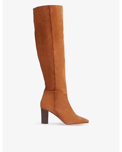 LK Bennett Courtney Suede Heeled Over-the-knee Boots - Brown