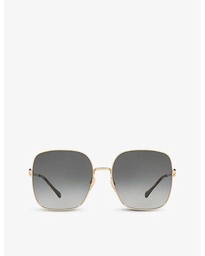 Gucci gg0879s Square-frame Glass And Metal Sunglasses - Metallic