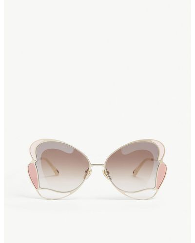 Chloé Ch0048s Gemma Metal And Acetate Butterfly-frame Sunglasses - Pink