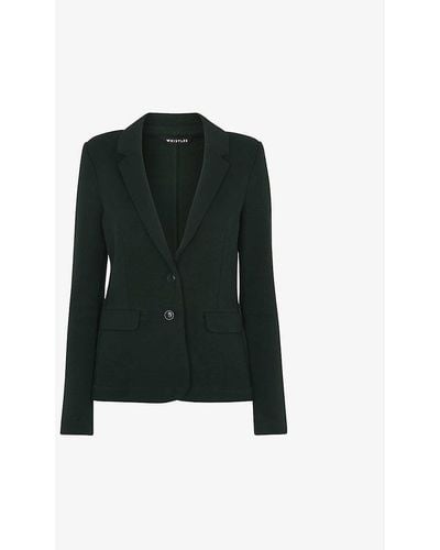 Whistles Slim-fit Single-breasted Organic Cotton-jersey Blazer - Green