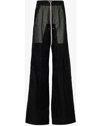 Rick Owens Bela Semi-sheer Relaxed-fit Flared-leg Cotton Trousers - Black