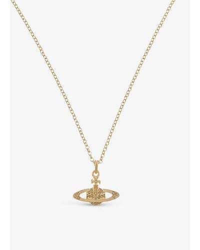 Vivienne Westwood Bas Relief Orb Mini Yellow Gold-toned Brass And Swarovski Crystal Necklace - Metallic