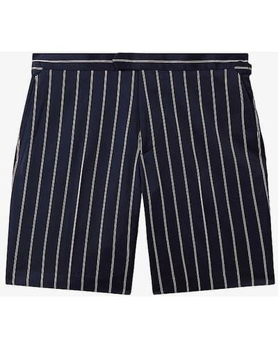 Reiss Lake Stripe-print Slim-fit Stretch-woven Shorts - Blue