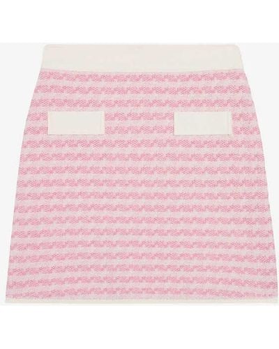 Claudie Pierlot Zig-zag Weave Contrast-trim Stretch-knit Mini Skirt - Pink