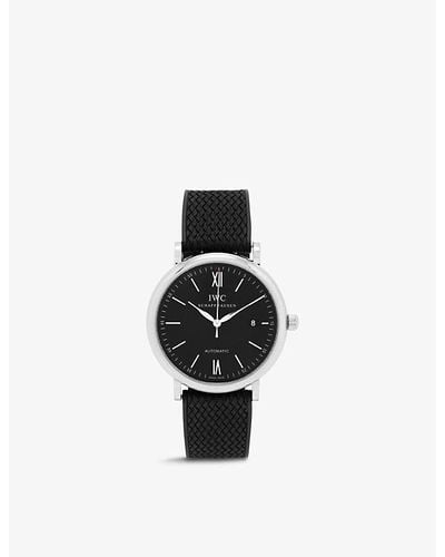 IWC Schaffhausen Iw356502 Portofino Stainless Steel Automatic Watch - Black
