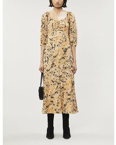 Whistles Leopard-print Silk-crepe Midi Dress - Multicolor