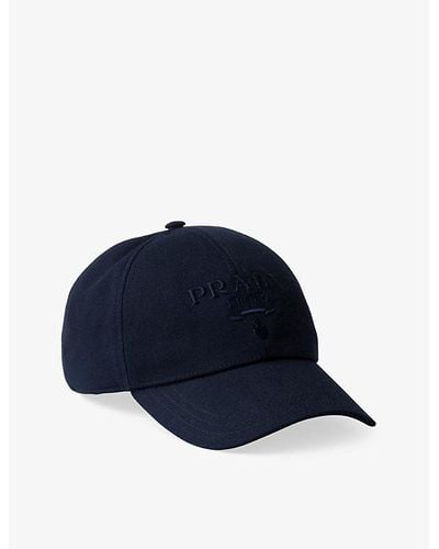 Prada Logo-embroidered Adjustable Woven Baseball Cap - Blue