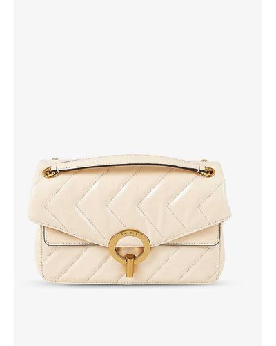 Sandro Yza Quilted Leather Shoulder Bag - Natural