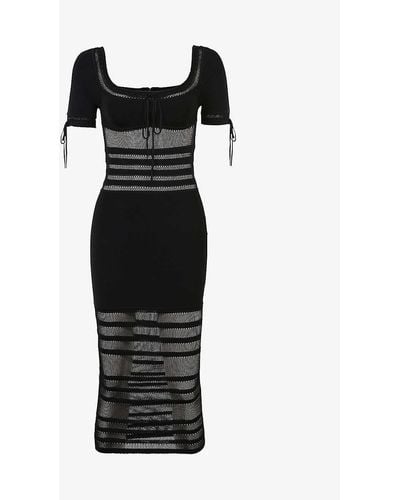 House Of Cb Lilla Panelled Knitted Midi Dress - Black