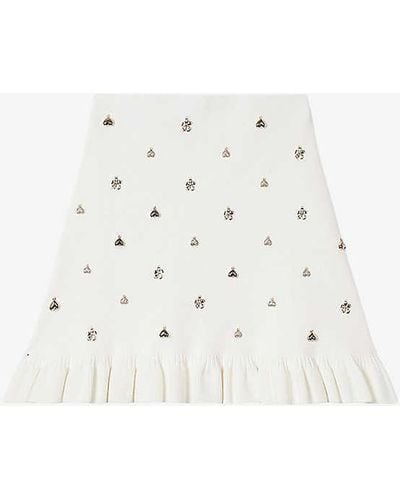 Sandro Clarane Charm-embellished Stretch-woven Midi Skirt - White