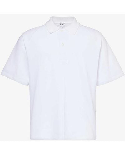 Loewe Logo-embroidered Cotton Polo Shirt X - White