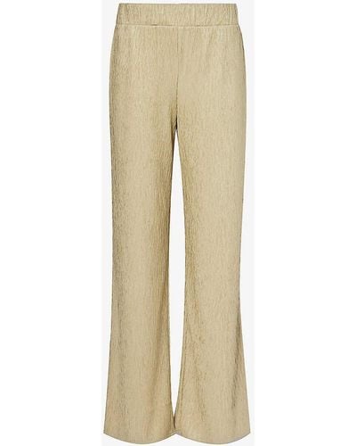 4th & Reckless Charlo Crinkled-texture Straight-leg Mid-rise Woven Trousers - Natural