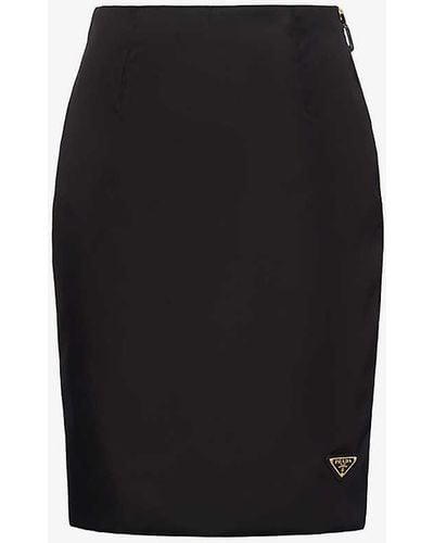 Prada Re-nylon Brand-plaque High-rise Recycled-nylon Mini Skirt - Black