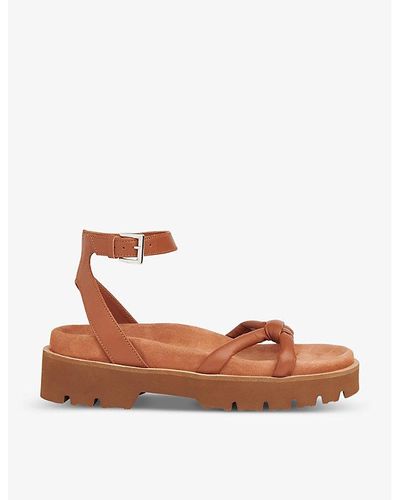 Whistles Mina Knotted-front Strap Leather Sandals - Brown