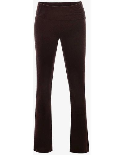 House Of Cb Ama Straight-leg Mid-rise Knitted Trousers - Black