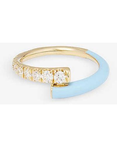 Melissa Kaye Lola 18ct Yellow-gold, 0.29ct Brilliant-cut Diamond And Enamel Ring - White