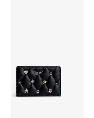 Zadig & Voltaire Charm-detail Quilted-leather Pass Card Holder - Black