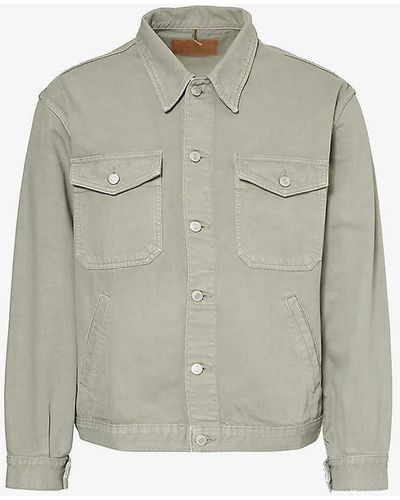 Jeanerica Flo Point-collar Boxy-fit Recycled Denim-blend Jacket - Green