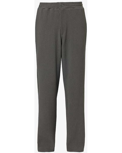 Daily Paper Parram Brand-patch Regular-fit Straight-leg Stretch Cotton-blend Trousers - Grey