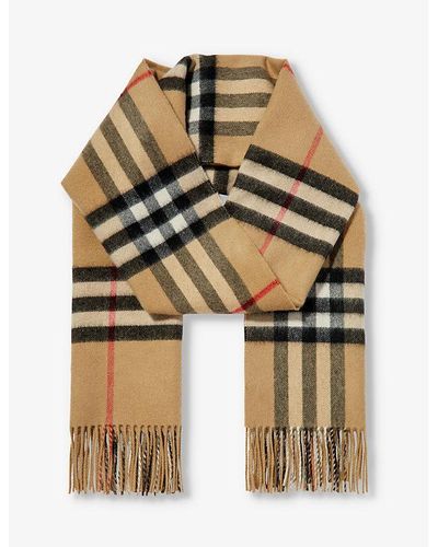 Burberry Giant Check Tasselled-trim Cashmere Scarf - Multicolor