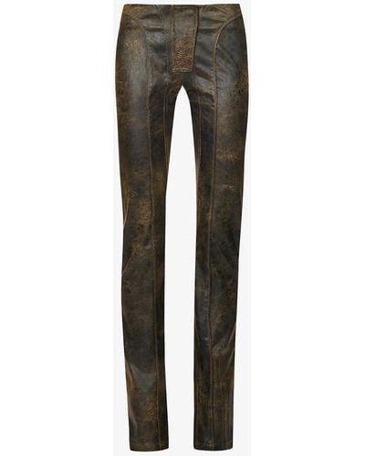 MISBHV Flared Low-rise Faux-leather Pants - Brown