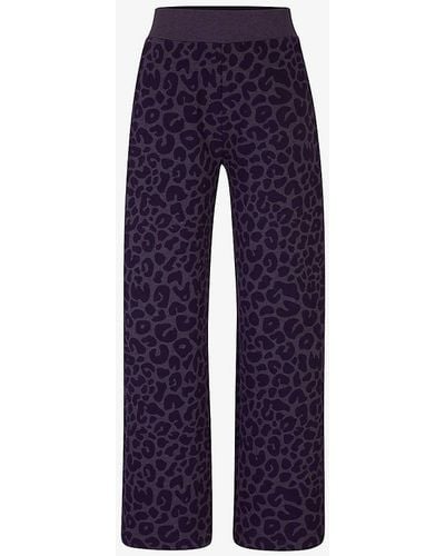 BOSS X Naomi Campbell Leopard-pattern Stretch Cotton-blend jogging Botto - Blue