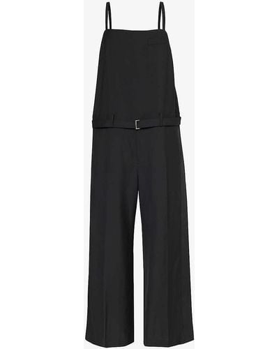 Sacai Belted Straight-leg Woven Jumpsuit - Black