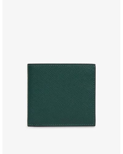 Smythson Panama Grained Leather Wallet - Green
