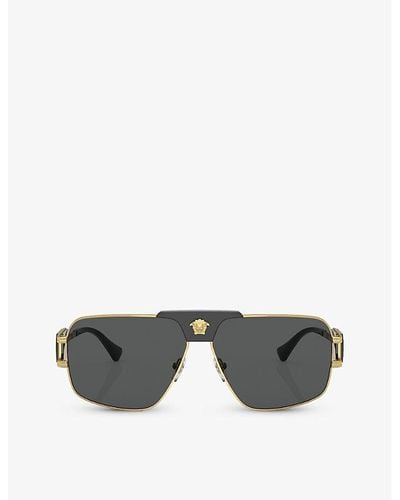 Versace Ve2251 Pillow-frame Steel Sunglasses - Grey