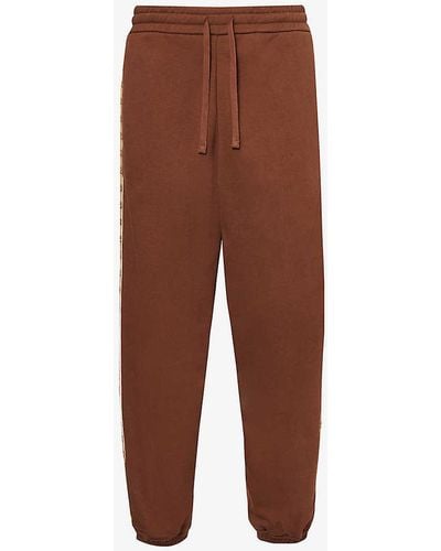 Gucci Monogrammed Panelled Cotton-jersey jogging Bottoms - Brown