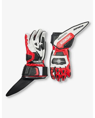 Kusikohc Spidi Panelled Leather-blend Gloves - Red