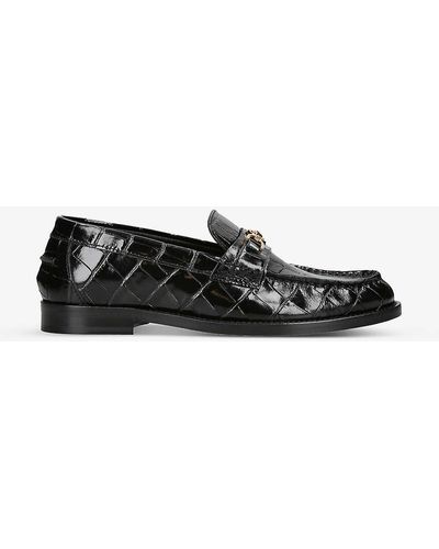 Versace Medusa Croc-embossed Leather Loafers - Black