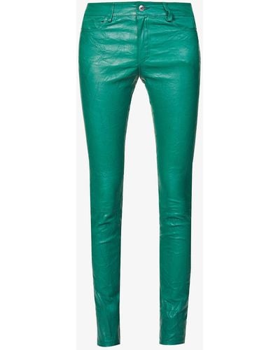 Zadig & Voltaire Phlame Slim-leg Mid-rise Leather Pants - Green