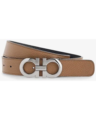 Ferragamo Brand-plaque Leather Belt - White