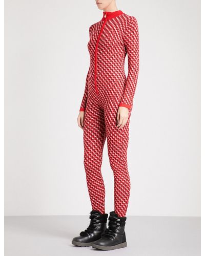 Perfect Moment Frequency Wool Jumpsuit - Red