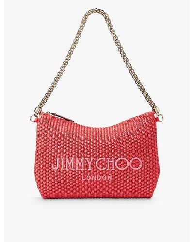 Jimmy Choo Callie Raffia Shoulder Bag - Red