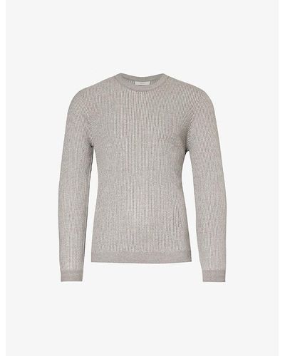 IKKS Brand-plaque Embossed-pattern Regular-fit Woven-blend Sweater Xx - Gray