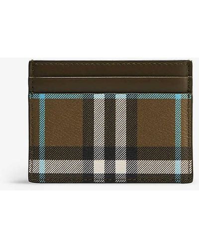Burberry Sandon Check-print Faux-leather Card Holder - Green