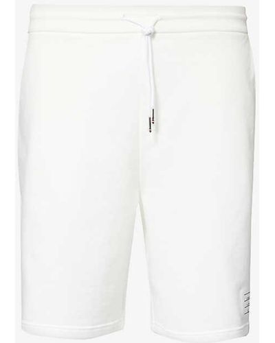 Thom Browne Tural White Brand-tab Cotton-jersey Shorts