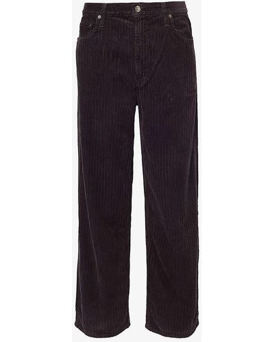 Agolde Low baggy Corduroy-texture Relaxed-fit Straight-leg Cotton Trousers - Blue