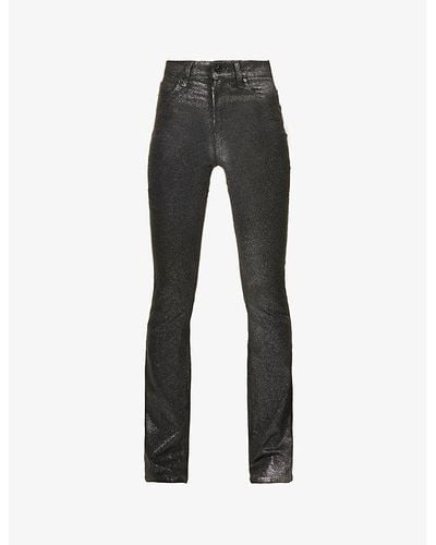 PAIGE Manhattan Glitter-embellished Flared High-rise Jeans - Black