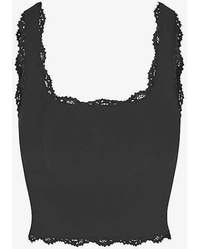 Skims Fits Everybody Lace Square-neck Stretch-woven Tank Top - Black