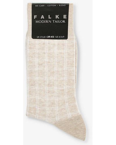 FALKE Modern Tailor Check-pattern Cotton-blend Socks - Black