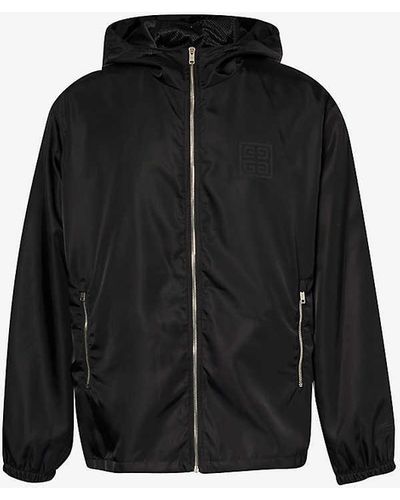 Givenchy High-neck Brand-print Shell Jacket - Black