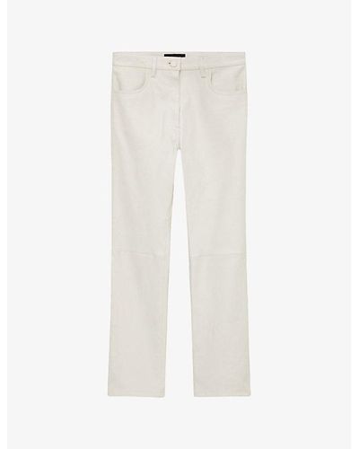 JOSEPH Duke Cropped-leg Mid-rise Leather Pants - White