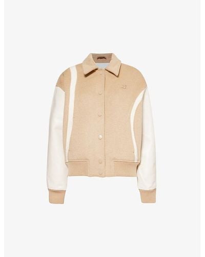 Axel Arigato Bay Brand-embroidered Wool-blend Varsity Jacket - Natural